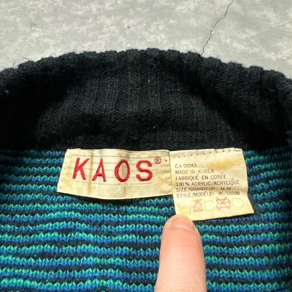 Kaos Black and Green Crewneck Sweater - Picture 3 of 5